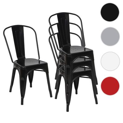 4er-Set Stuhl HWC-A73, Bistrostuhl Stapelstuhl, Metall Industriedesign stapelbar
