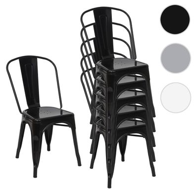 6er-Set Stuhl HWC-A73, Bistrostuhl Stapelstuhl, Metall Industriedesign stapelbar