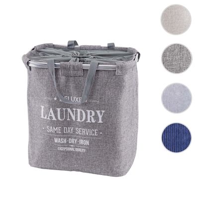 Wäschesammler HWC-C34, Laundry Wäschekorb Wäschebehälter, 2 Fächer Henkel 89l