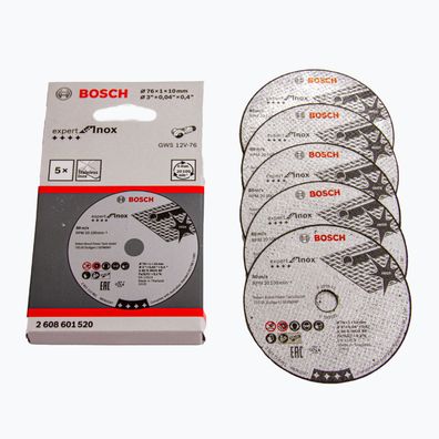 Bosch Professional Trennscheiben 76 mm, 5 Stück, Expert for Inox, GWS 12V 10.8V
