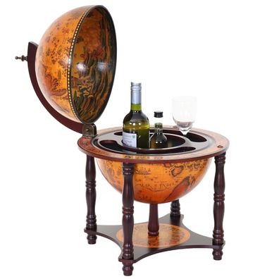 Globusbar HWC-D85, Tischbar Minibar Weinregal, Weltkugel Ø 33cm Eukalyptusholz FSC