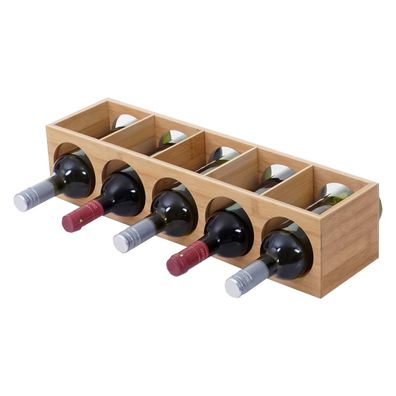 Weinregal HWC-B89, Flaschenständer Weinflaschenständer Regal, Bambus 53x14x13cm