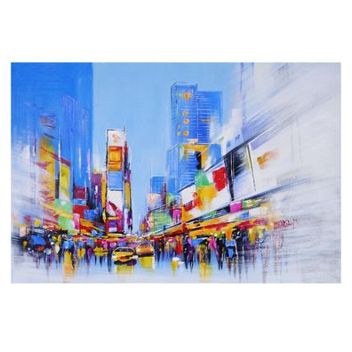 Ölgemälde Times Square, 100% handgemaltes Wandbild Gemälde XL, 120x80cm