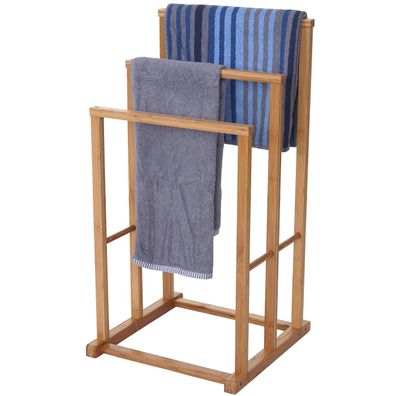 Handtuchhalter HWC-B18, Badezimmer Handtuchständer freistehend, Bambus