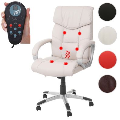 Massage-Bürostuhl HWC-A71, Drehstuhl, Heizfunktion Massagefunktion schwarz