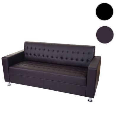 3er Sofa Kunda, Couch Loungesofa, Kunstleder, Metall-Füße 180cm