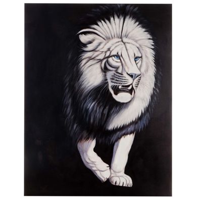 Ölgemälde Weißer Löwe, 100% handgemaltes Wandbild Gemälde XL, 120x90cm