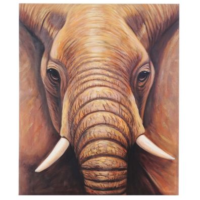Ölgemälde Nahaufnahme Elefant, 100% handgemaltes Wandbild Gemälde XL, 120x100cm