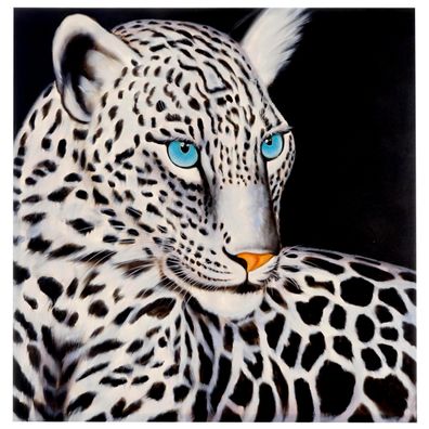 Wandbild Weißer Leopard, 100% handgemaltes Ölgemälde Gemälde XL