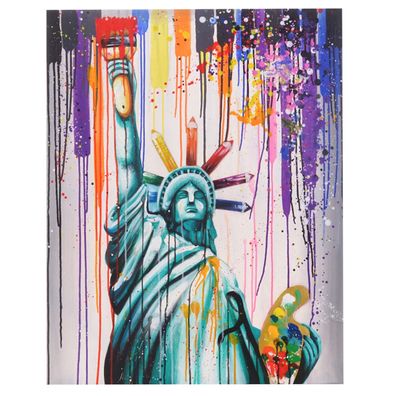 Ölgemälde Freiheitsstatue, 100% handgemaltes Wandbild 3D-Bild Gemälde XL, 100x80cm