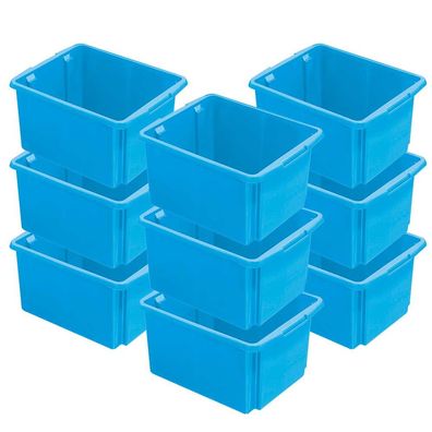 12x Aufbewahrungsbox, stapelbar, nestbar, 32 Liter, LxBxH 455x360x245 mm, blau