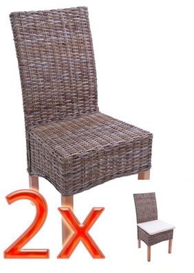 2x Esszimmerstuhl Korbstuhl Stuhl M44, Kubu-Rattan