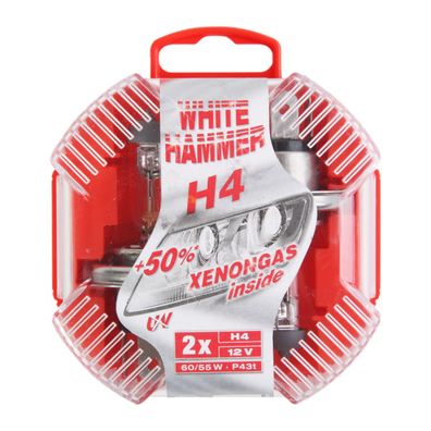 White Hammer 2x H4 12V 60/55W Xenon Gas Look Effekt HalogenBirnen P43t Set Box