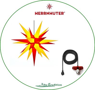Herrnhuter Stern 130 cm Farbe gelb - rot Kunststoff inkl 10m Kabel Sterne inkl LED