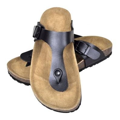 Damen Biokork-Sandale im Flip Flop-Design Schwarz Größe 36