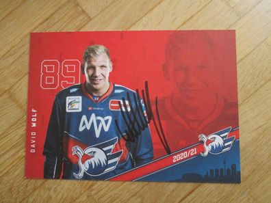 Eishockey Bundesliga Adler Mannheim Saison 20/21 David Wolf - hands. Autogramm!