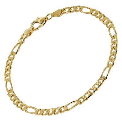 trendor Schmuck Armband Gold auf Silber 925 Figaro Breite 4,3 mm 51398