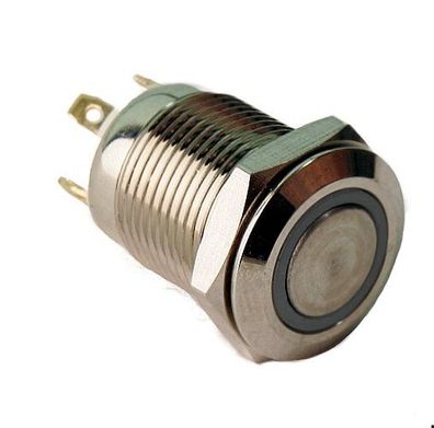 LED-Drucktaster 1-polig, Schließer, 1xEIN(tastend), 14mm, Edelstahl, 1Amp. 1St