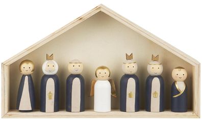 IB Laursen Weihnachts Krippe mit 7 Holz Figuren Set Krippen Weihnachten Deko Neu
