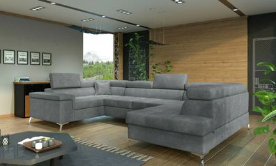 Sofa Couch Garnitur Sofagarnitur THAGO U mit Schlaffunktion Wohnlandschaft NEU