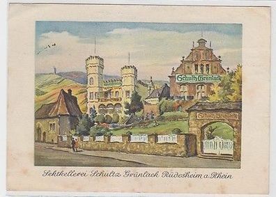 66696 Reklame Ak Sektkellerei Schultz Grünlack Rüdesheim am Rhein 1940