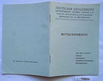 altes Mitgliedsbuch Deutscher Siedlerbund LV SWachsen Anhalt e.V. 1948 (108605)