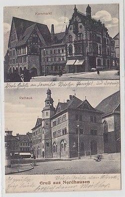66616 Mehrbild Ak Gruß aus Nordhausen Kornmarkt und Rathaus um 1930