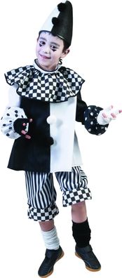 Pierrot Harlekin Kostüm Kinder Clown Pantomime Gr.128-164 Fasching Karneval