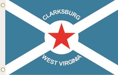 Fahne Flagge Clarksburg City (West Virginia) Hissflagge 90 x 150 cm