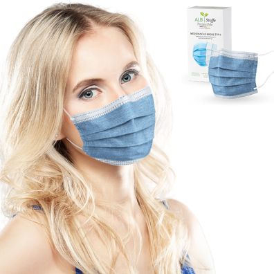 ALB Stoffe® ProtectMe - JEANS, 20x med. OP-Masken, CE-zertiziert, Made in DE