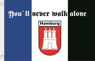 Fahne Flagge Hamburg never walk alone Hissflagge 90 x 150 cm