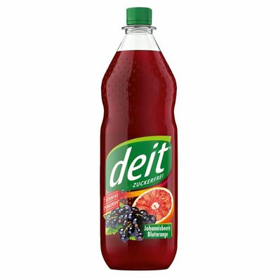 6x 1,00 L. Deit Johannisbeere Blutorange PET Flasche - Mehrweg - ohne Kasten