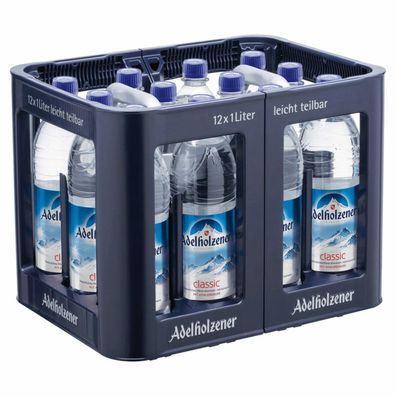 12x 1,00L Adelholzener Mineralwasser Classic PET Flasche Mehrweg ohne Kasten