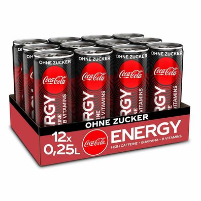 12x0,25l Dose Coca Cola Energy zero ohne Zucker incl. Einweg-Pfand