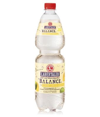 12x1,0l. Labertaler PET Mineralwasser + Balance Zitrone-Limette-Basilikum Einweg