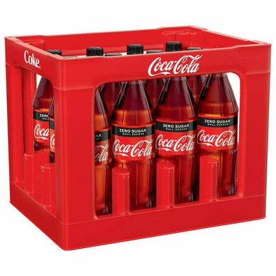 12x 1,00 L. Coca-Cola zero PET Flasche - Mehrweg - ohne Kasten