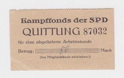 138903 Quittung Kampffonds der SPD Meissen für 1 Arbeitsstunde um 1925