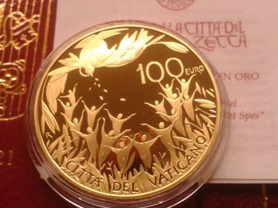 Original 100 euro 2021 PP Vatikan Gold 2. vatikanisches Konzil gaudium et spes