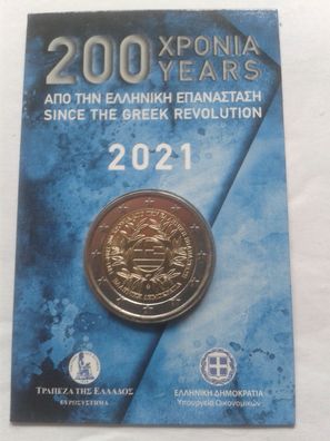 Original 2 euro 2021 Griechenland coincard 200 Jahre Revolution