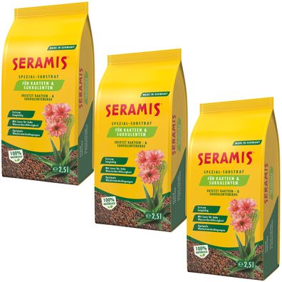 3 x Seramis® Spezial-Substrat für Kakteen und Sukkulenten, 2,5 Liter