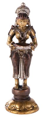 Lakshmi Messing Kupfer/ Silber 14 cm 290 g Buddha Figur Statue Skulptur Glück