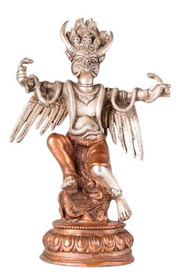 Garuda Messing versilbert verkupfert 21 cm 1,3 kg Figur Statue Skulptur Gottheit