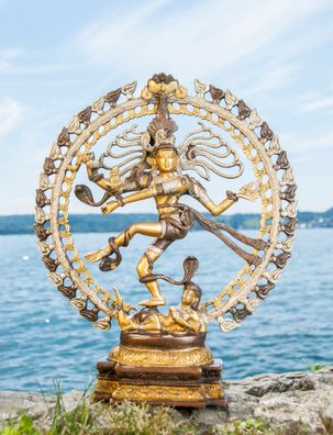 Shiva Nataraj Messing platiniert 50 cm 8kg Figur Statue Skulptur Gott Hinduismus