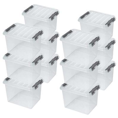 12x Aufbewahrungsbox mit Deckel, transparent, LxBxH 200x150x140 mm, 3 Liter Box