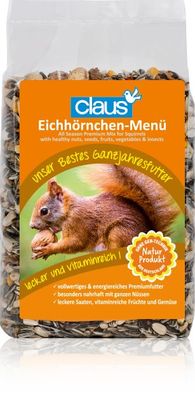 Claus Futter Eichhörnchen Garten Premiumfutter Nüsse Saat Früchte Gemüse Vitamin