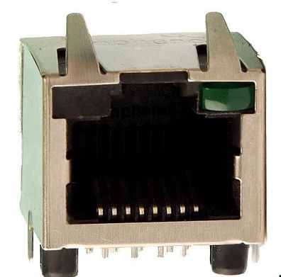 Modular Buchse RJ45 1x LED´s 8P8C, 90º geschirmt Amphenol, 1St.