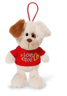 Nici 40183 Hund mit T-Shirt "Love You" Anhänger mit Loop 15cm Plüsch Love