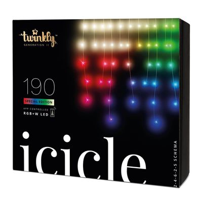 twinkly Smarte Lichterkette ICICLE mit 190 5mm LED RGBW, 5m, transparentes Kabel, B