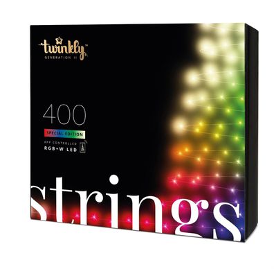 twinkly Smarte Lichterkette Strings mit 400 5mm LED RGBW , Kabel schwarz, 32m, Blue