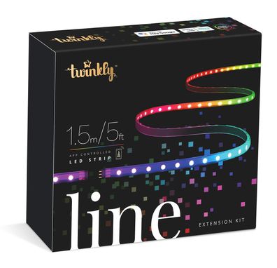 twinkly Smarter LED Streifen LINE mit 90 LED RGB, 1,5 Meter, Verlängerung, schwarz,